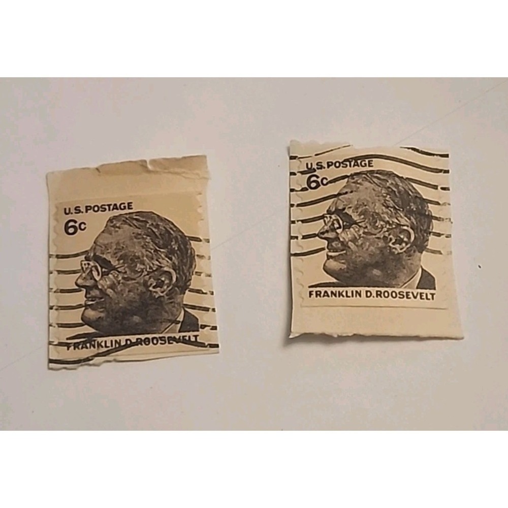 2 Vintage 6 Cent Franklin D. Roosevelt Postage Stamp USED 1966 1967